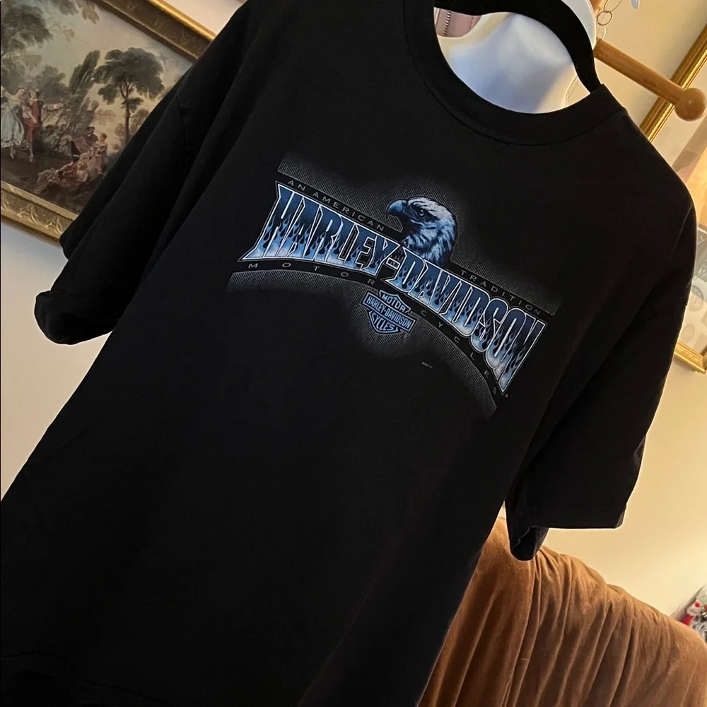 Harley-Davidson Black and Blue Eagle Tee - Picture 1 of 3